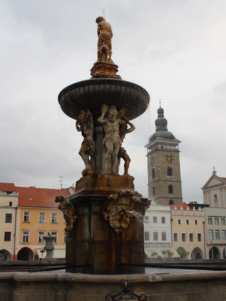 Czeskie Budziejowice -fontanna Samsona